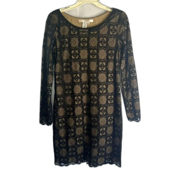 Studio M Long Sleeve Black Lace Overlay‎ Cocktail Dress Robertina Size Medium - Picture 1 of 8